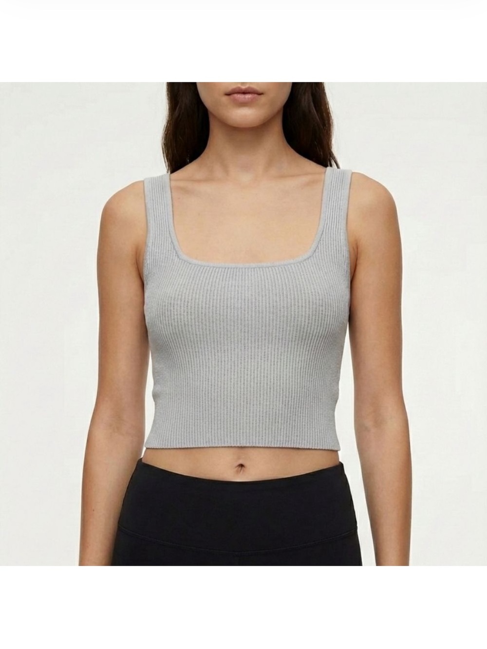 Aritzia Babaton Ribbed Square-Neck Crop Tank Top stretch small